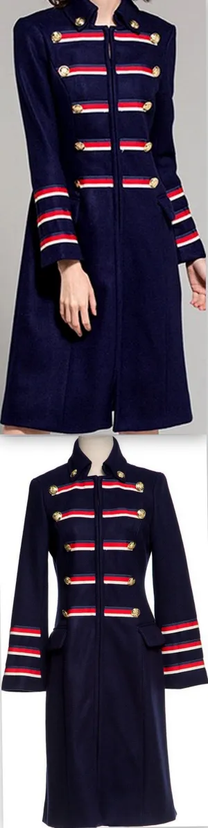 Military-Style Wool-Blend Coat