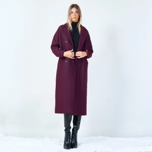 Minimalist double-breasted wool coat wholesale