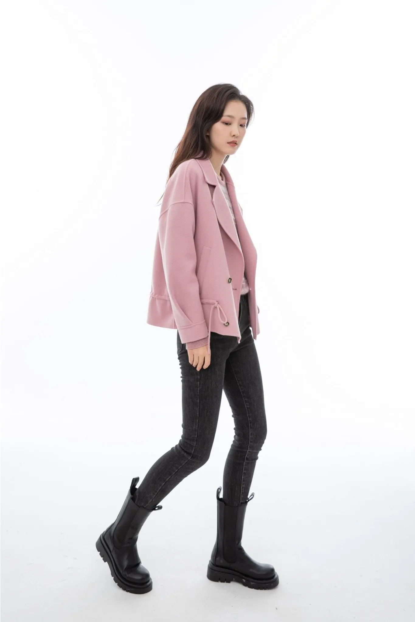 Mist Pink Short Wool Coat