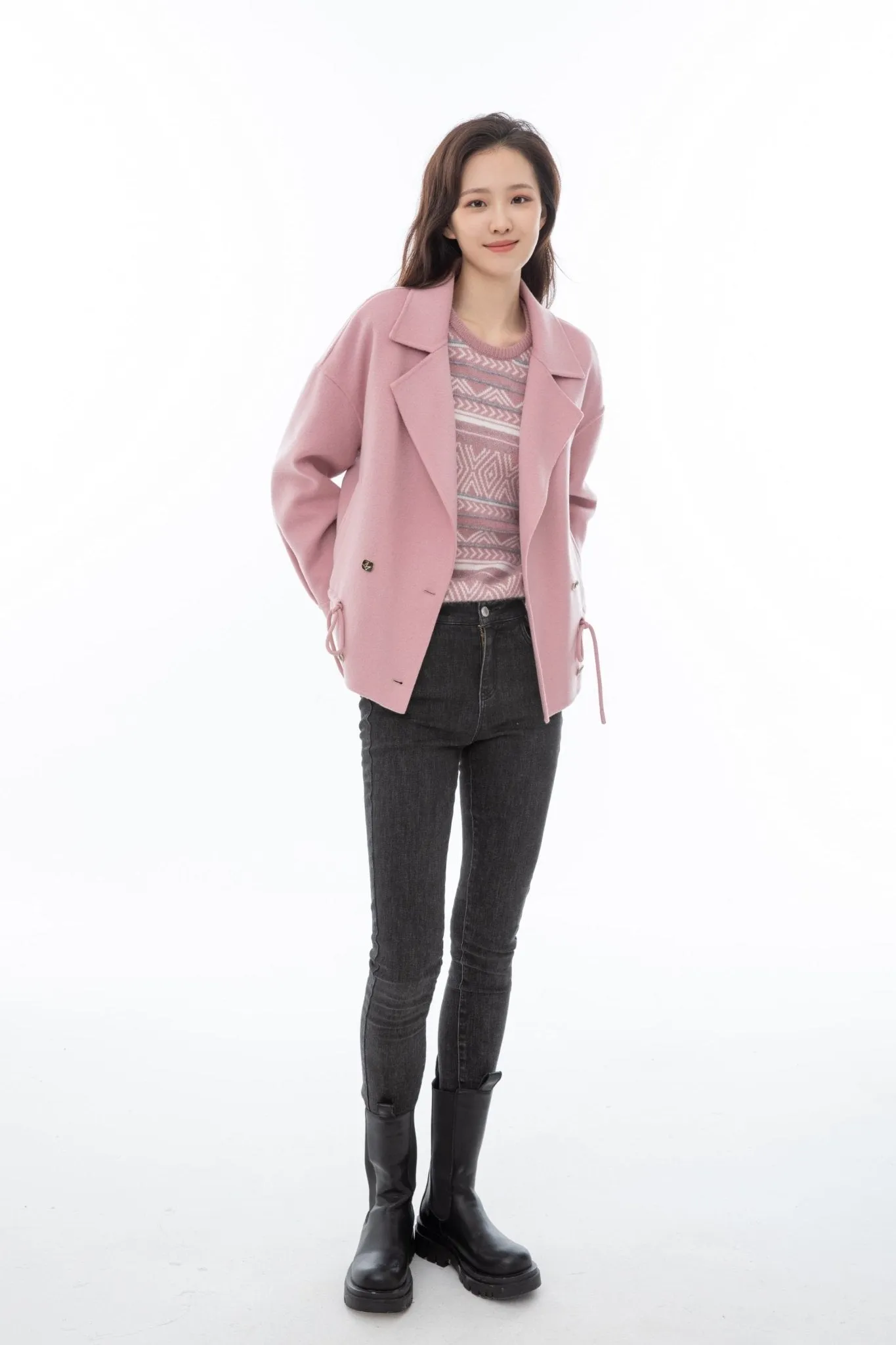 Mist Pink Short Wool Coat