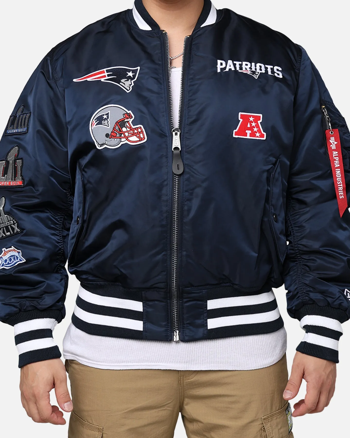 New Era X Alpha Series X NFL New England Patriots MA-1 Bomber Jacket Navy/Red