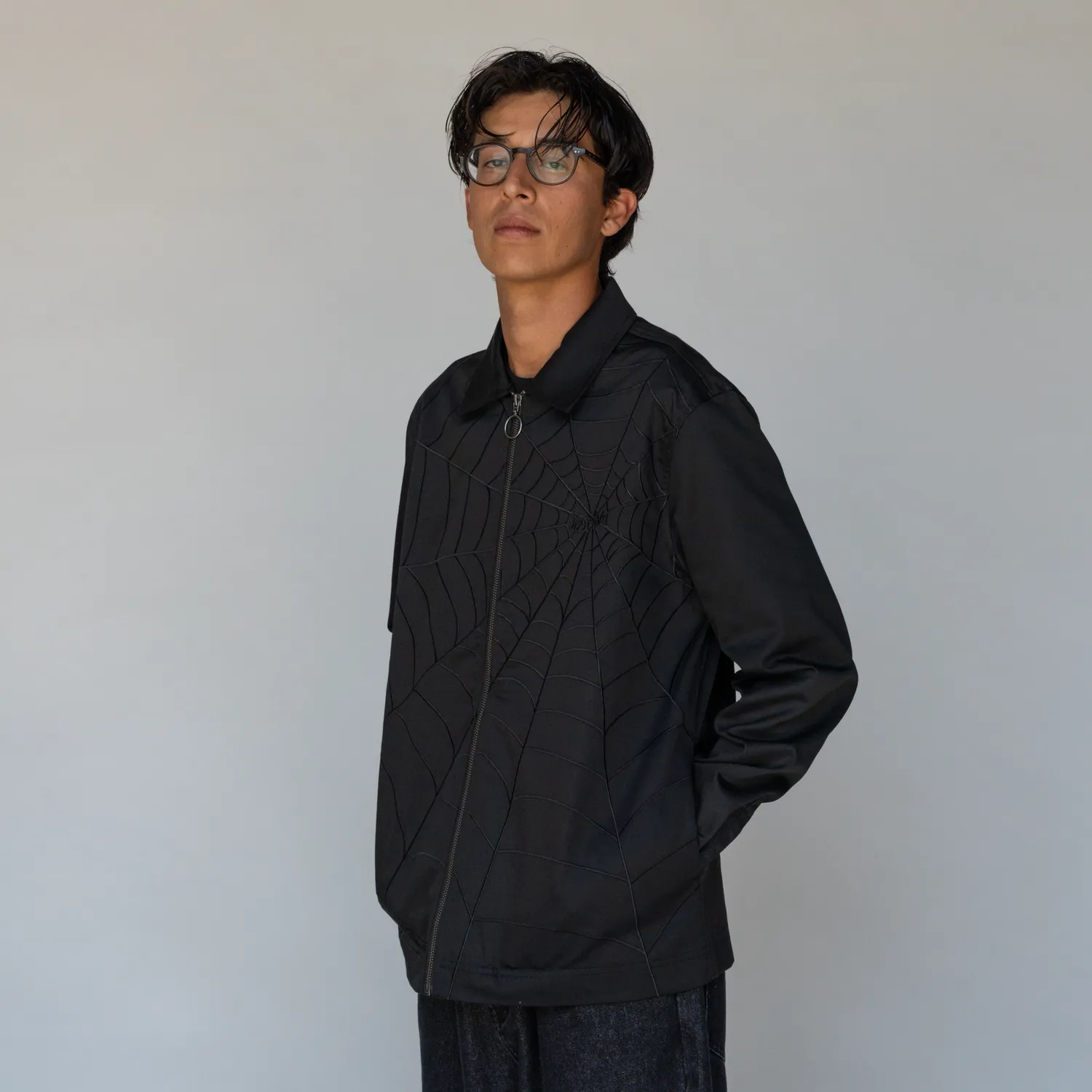 Nexus Twill Zip Work Shirt w/Spider Web Embroidery