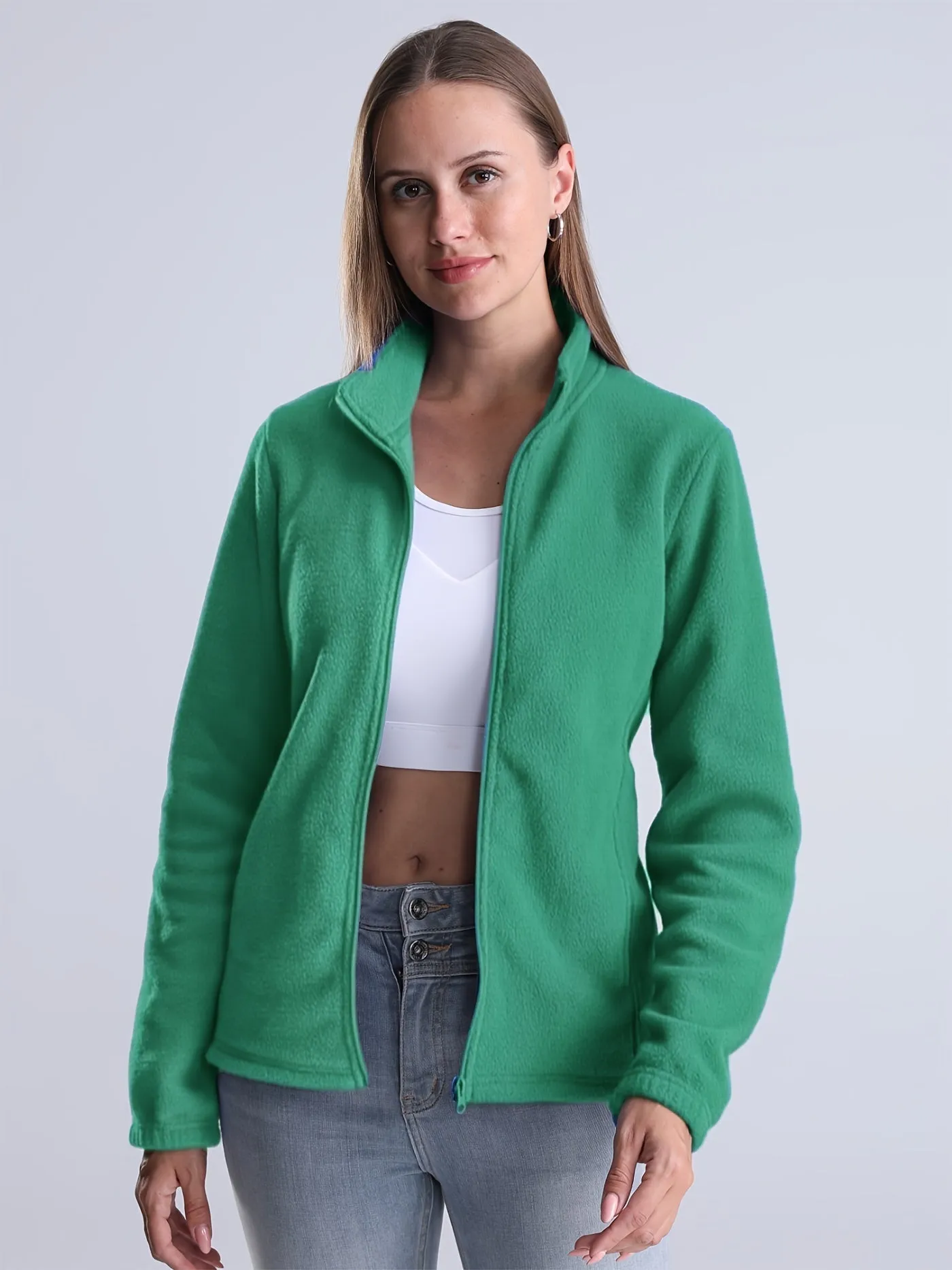 Nina | Plain plush lined jacket with zipper and pockets