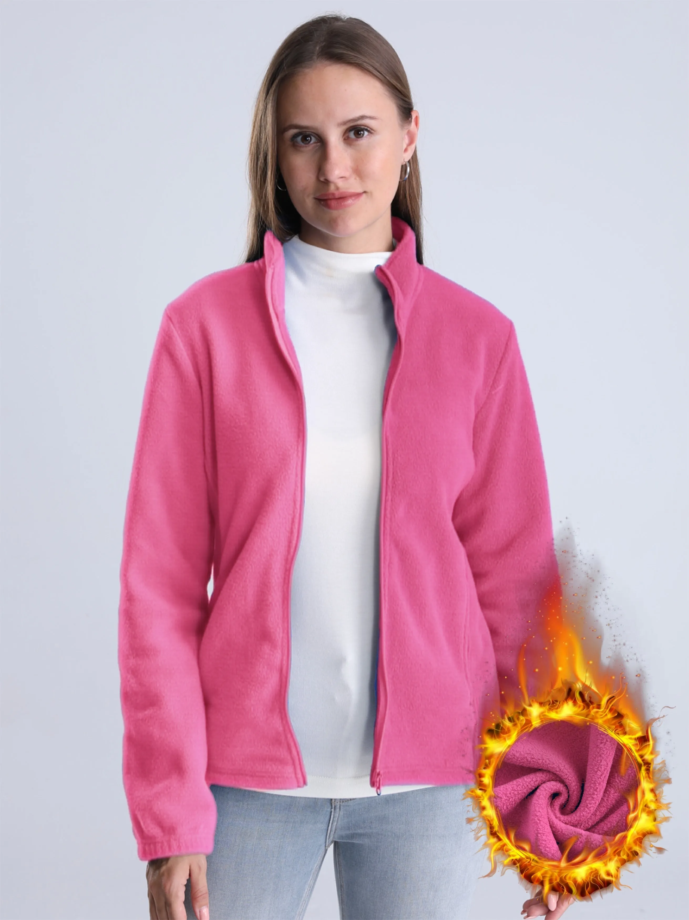 Nina | Plain plush lined jacket with zipper and pockets