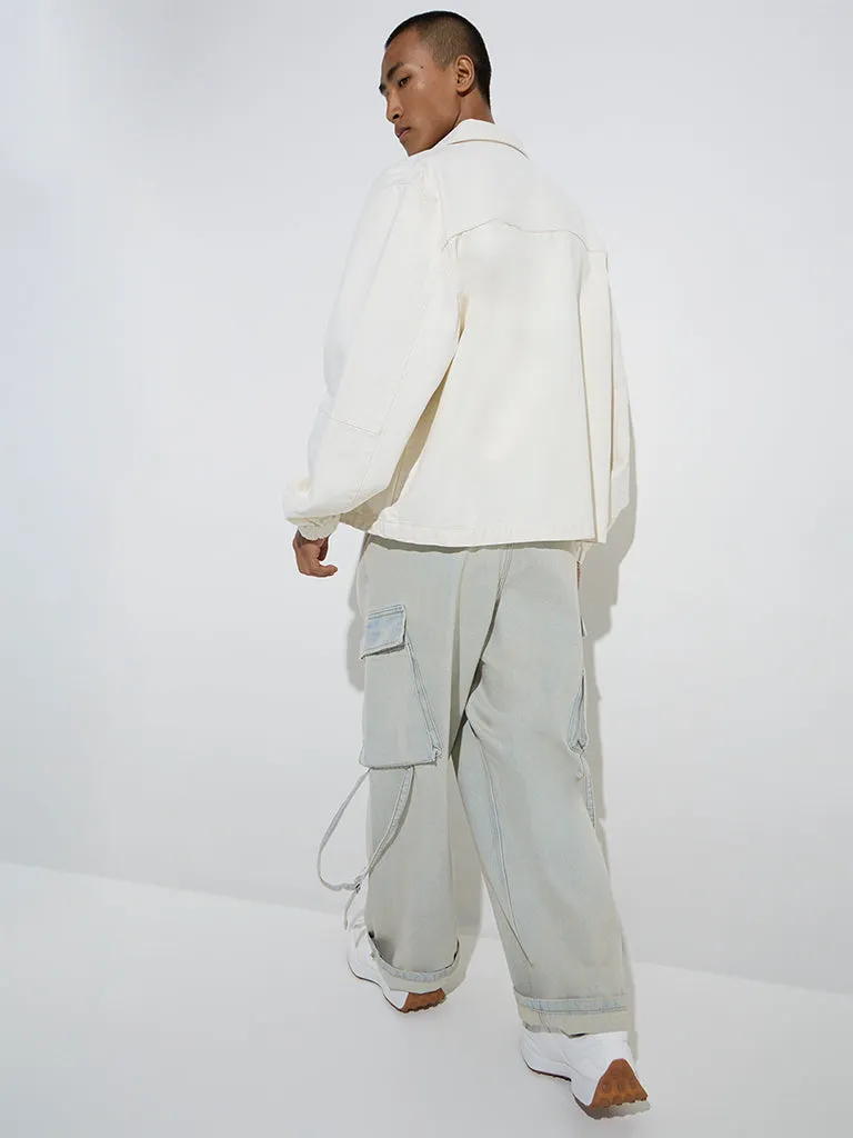 Nuon Off-White Relaxed-Fit Cotton Jacket