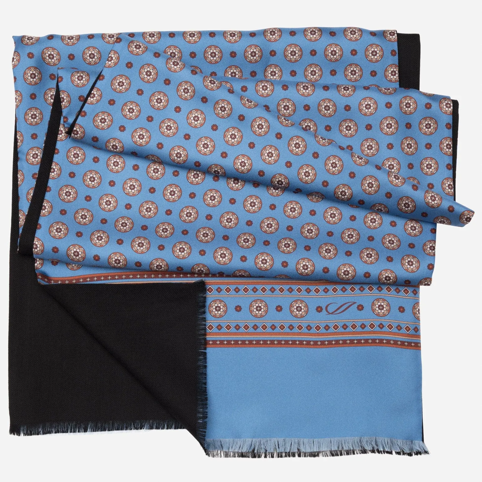 Palatino - Wool Backed Silk Scarf - Azure