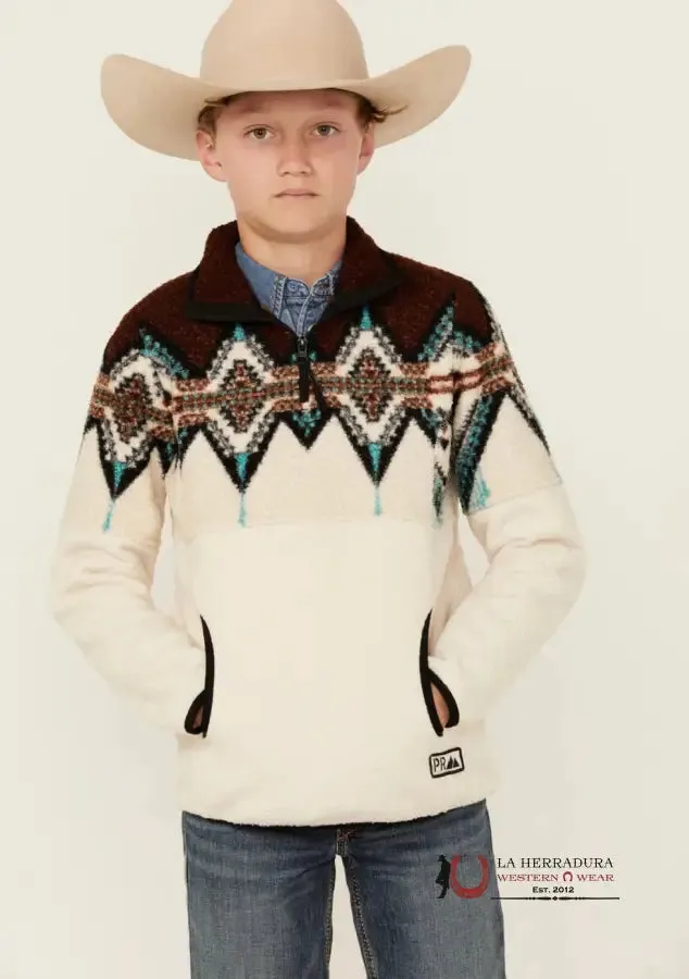 PANHANDLE DARK BROWN BORDER REBBER PULLOVER KIDS JACKET