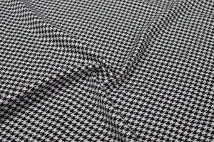 Precut of 1 Meter White & Black Tweed Wool Houndstooth Fabric