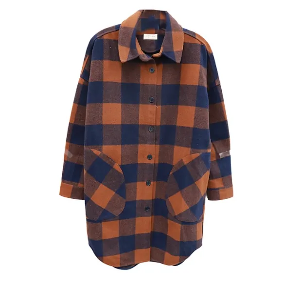 RD STYLE - Ladies Woven Coat | Marine Plaid