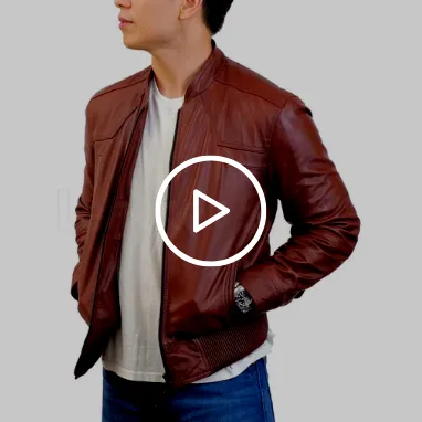 Red Maroon Leather Bomber Jacket