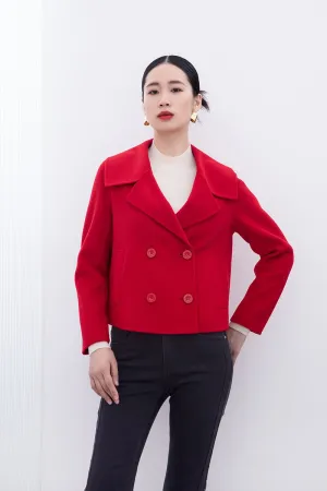 Red Short Big Collar Wool Sea Coats