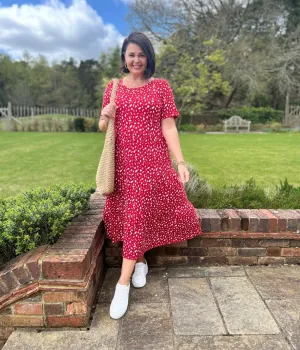 Red Tiered Confetti Smock Dress