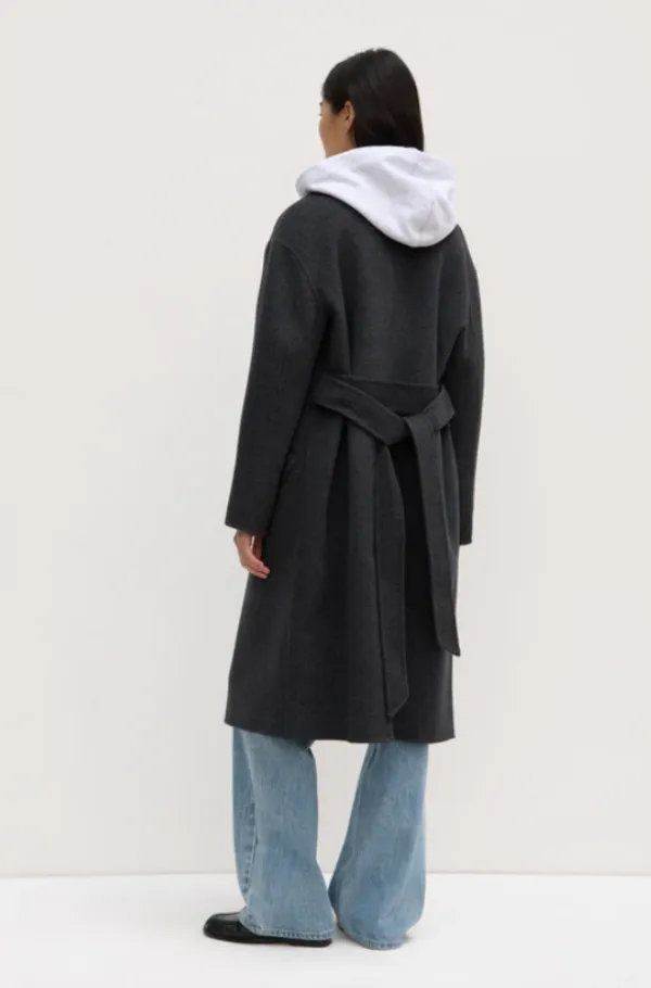 Sadie Single Breasted Wool Coat Charcoal Marle