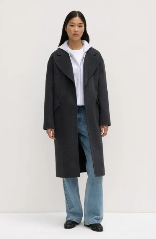 Sadie Single Breasted Wool Coat Charcoal Marle