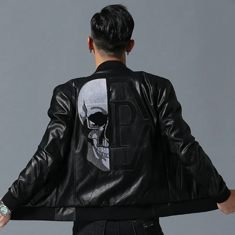 Skull Rhinestones Jackets Men High Street Style