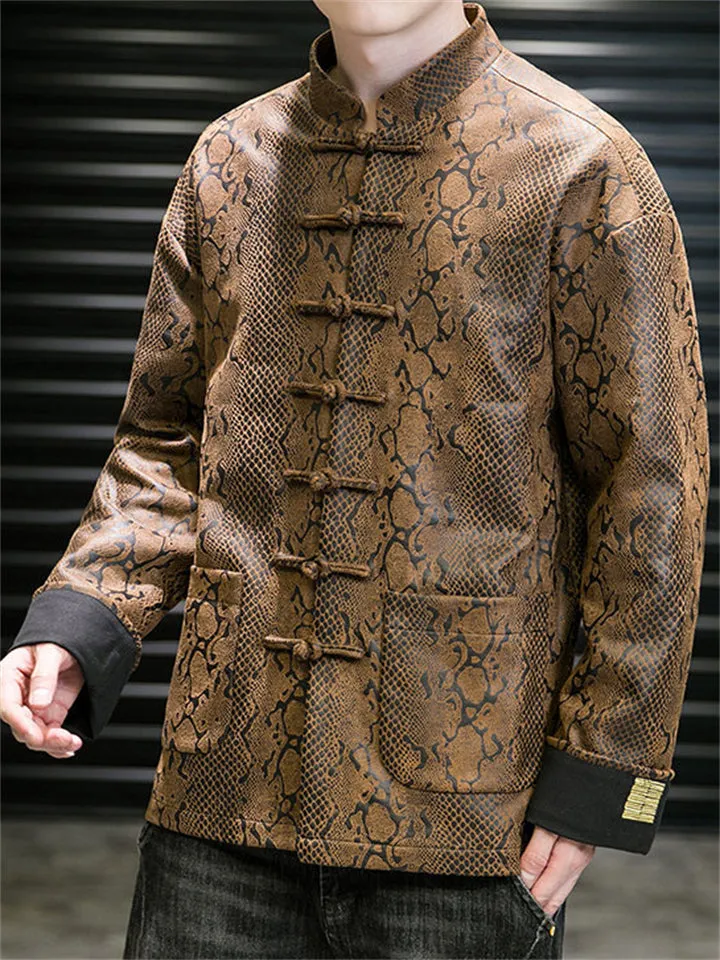 Slim Fit Python Print Autumn Jackets for Men