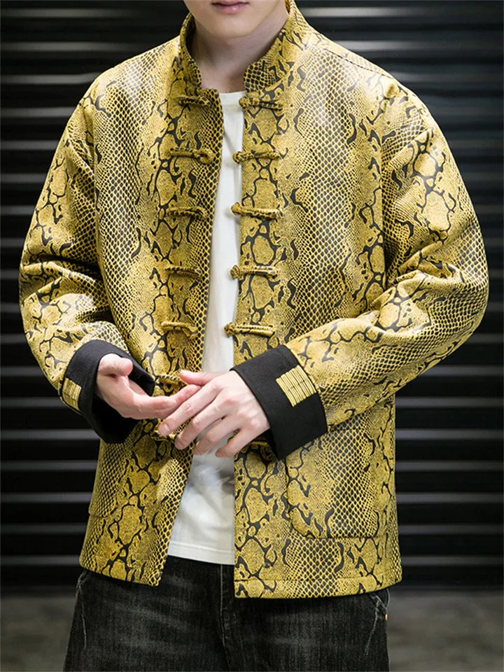 Slim Fit Python Print Autumn Jackets for Men