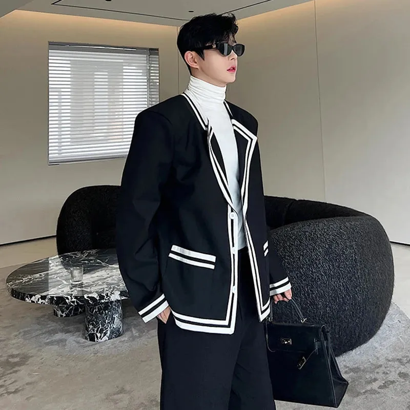 Slim Men's Blazers Fashion Korean Style Male Clothing Contrast Color Suit Coat Elgance Man Jackets Autumn 9C2160