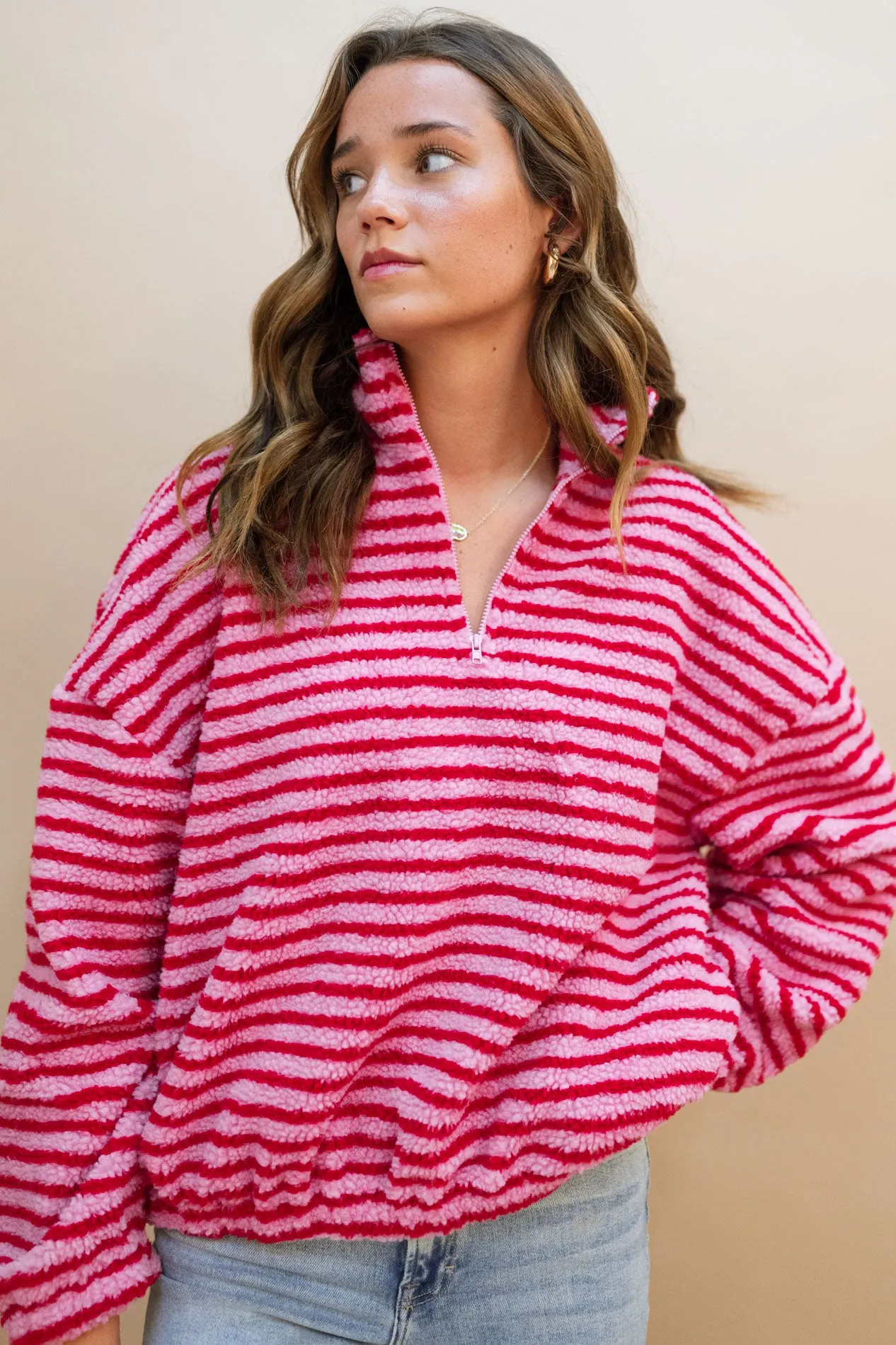 Striped Half Zip Pullover