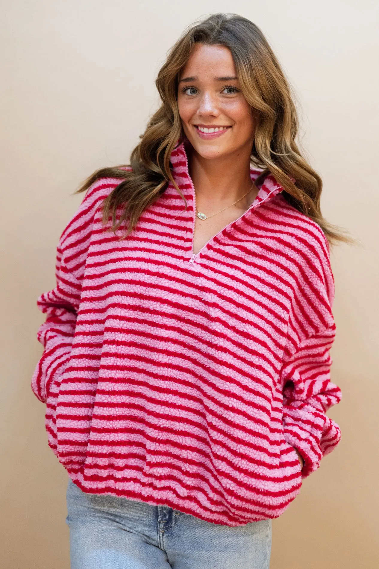 Striped Half Zip Pullover