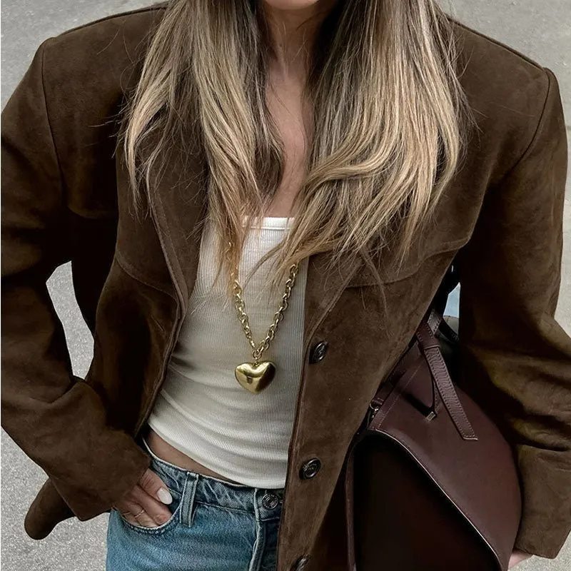 Suede Button-Up Blazer – Timeless and Sophisticated Outerwear