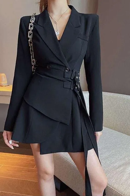 suit collar irregular girdle tie jacket