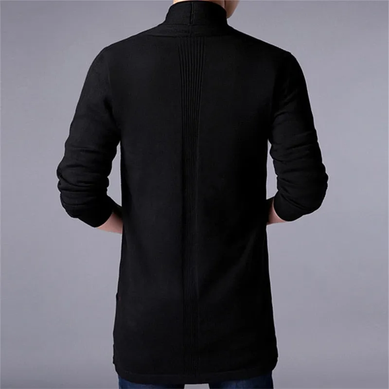 Sweater Coats Men New Fashion Autumn Slim Long Solid Color Knitted Jacket Fashion Casual Sweater Cardigan Coats