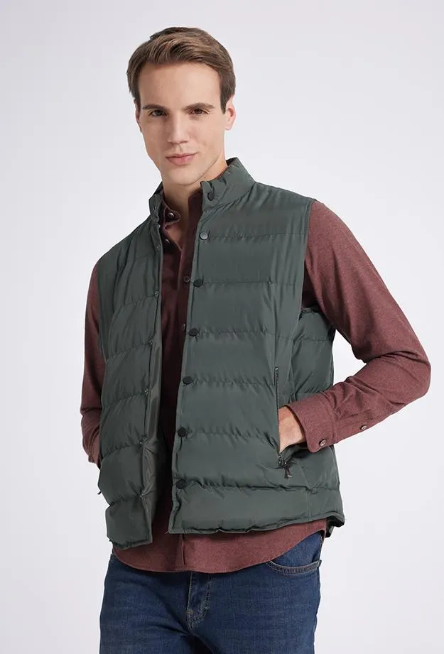 Twn Slim Fit Khaki Plain Vest Coat