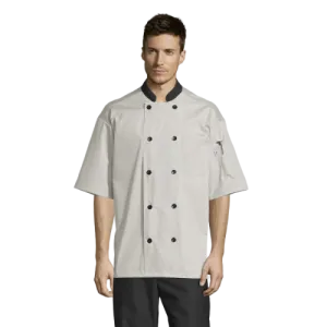 Uncommon Threads Havana Chef Coat W/Mesh Back Large Stone Unisex 65/35 Poly/Cotton Poplin