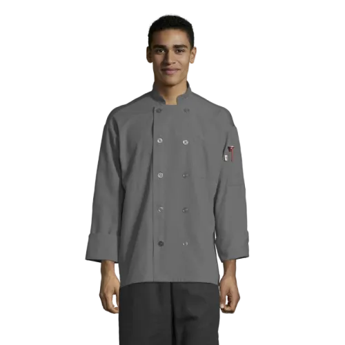 Uncommon Threads Poplin Chef Coat W/Mesh Back Large Slate Unisex 100% Spun Poly Poplin