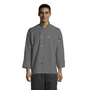 Uncommon Threads Poplin Chef Coat W/Mesh Back Large Slate Unisex 100% Spun Poly Poplin