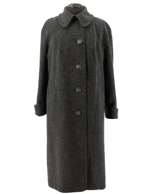 Vintage Charcoal Grey Wool & Mohair Long Coat