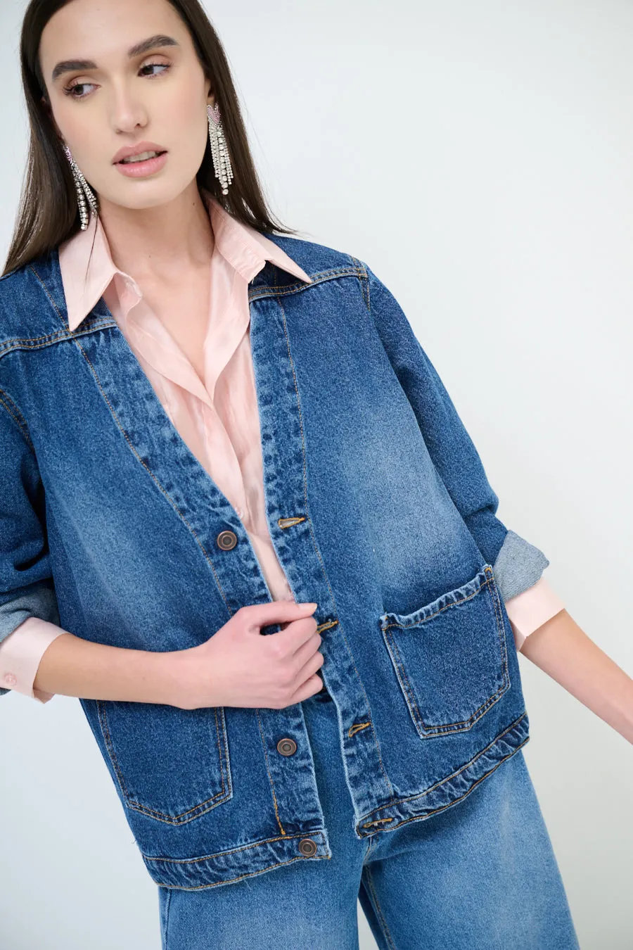 Vintage washed denim jacket wholesale