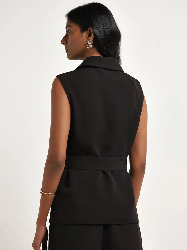 Wardrobe Black Wrap-Over Blazer with Belt