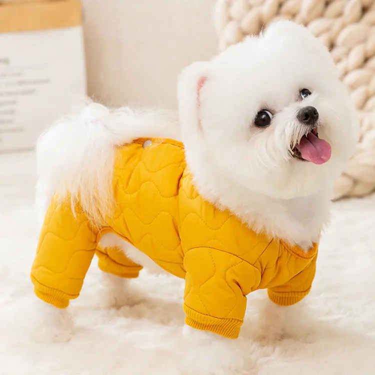 Warm Quilted Cotton Inner Fleece Pet Onesies Pajamas