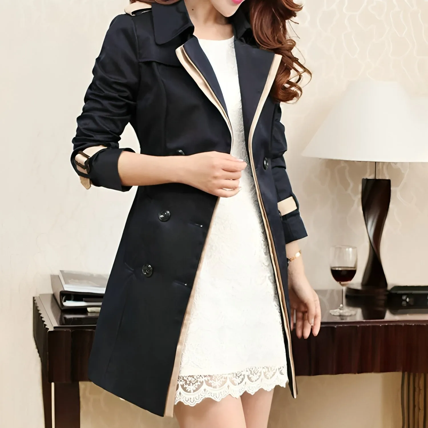 Women’s Elegant Oversized Double Breasted Trench Coat | Ideal for Autumn/Winter