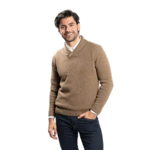 Wool Shawl Collar Sweaters - Brown