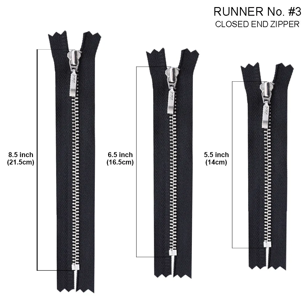 YKK- #3 Silver Teeth YKK Metal Zipper for Dresses