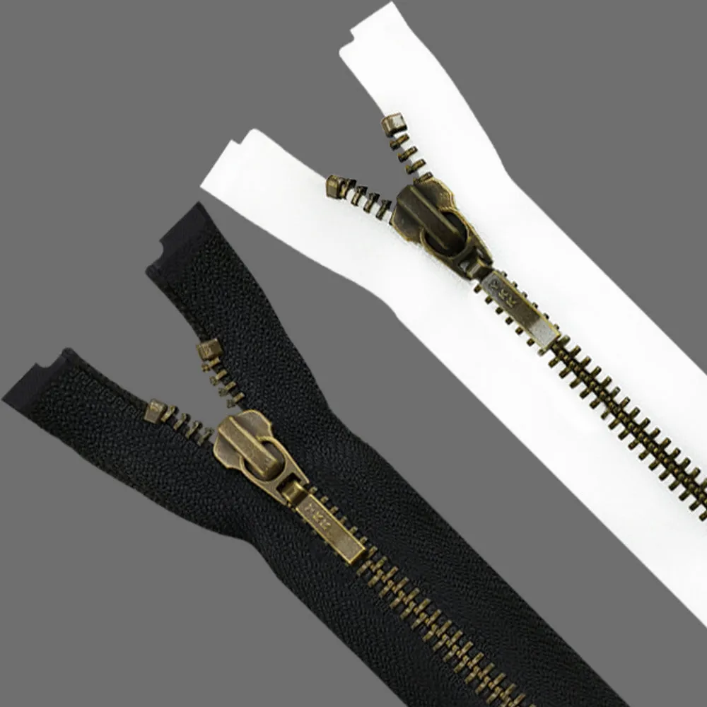 YKK- #5 Quality Designer Antique Brass with Black/White YKK Metal Zipper for Jackets