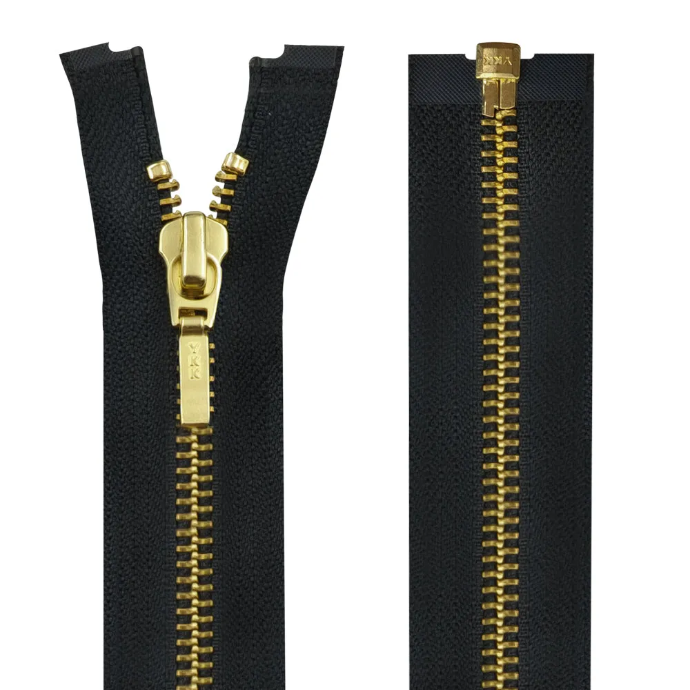 YKK- #5 Quality Designer Gold with Black/White YKK Metal Zipper for Jackets