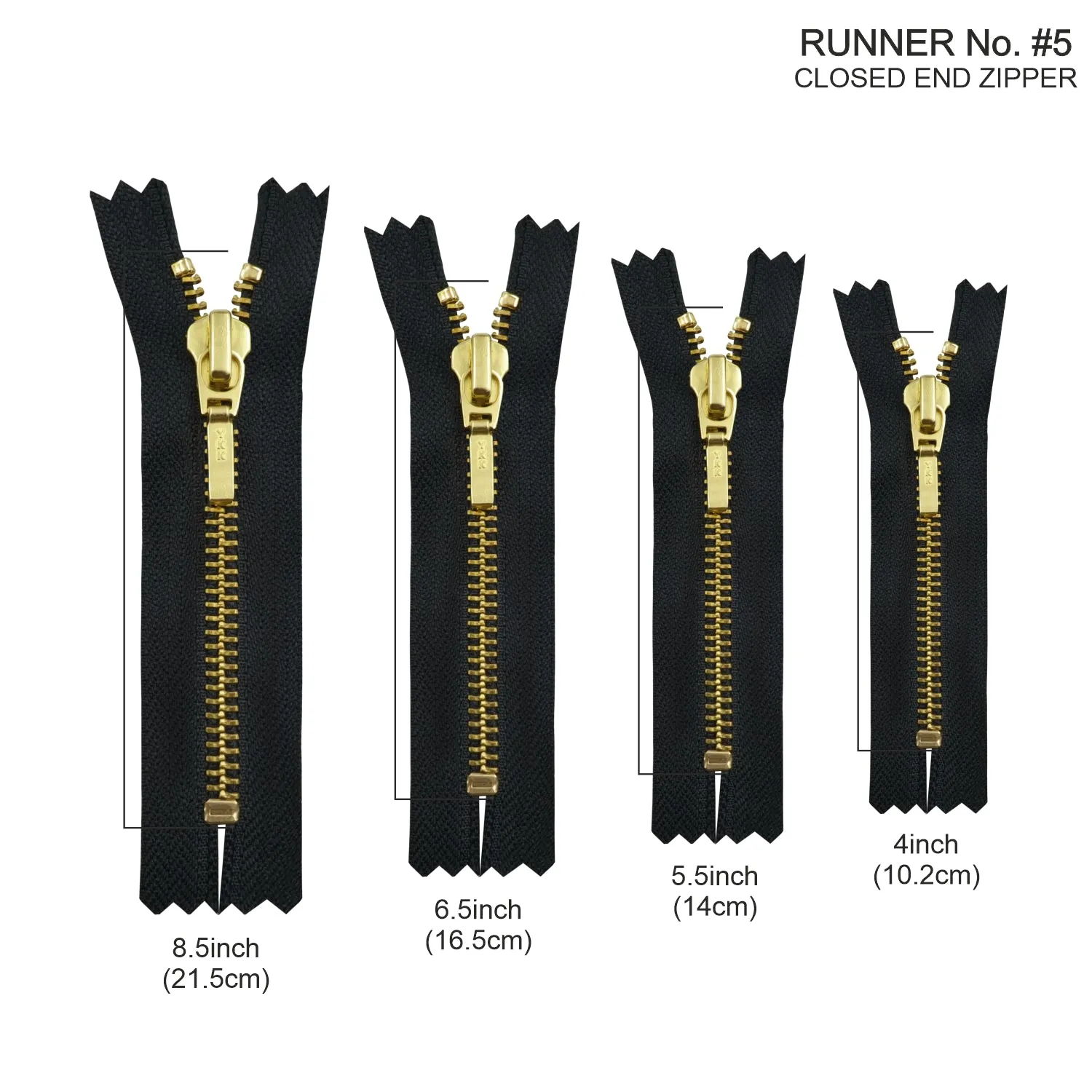 YKK- #5 Quality Designer Gold with Black/White YKK Metal Zipper for Jackets