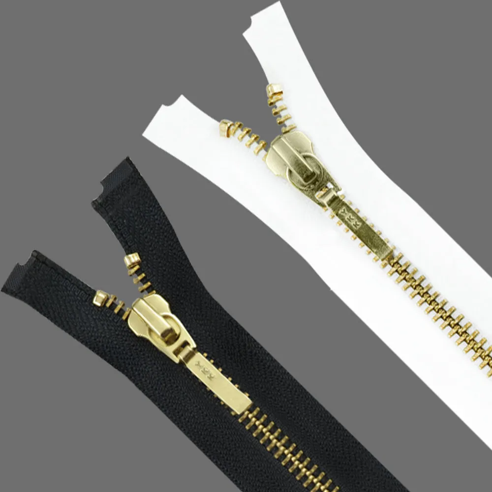 YKK- #5 Quality Designer Gold with Black/White YKK Metal Zipper for Jackets