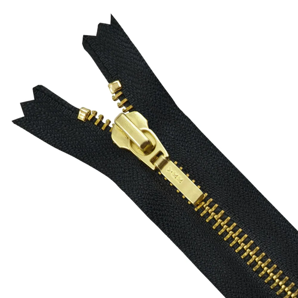 YKK- #5 Quality Designer Gold with Black/White YKK Metal Zipper for Jackets