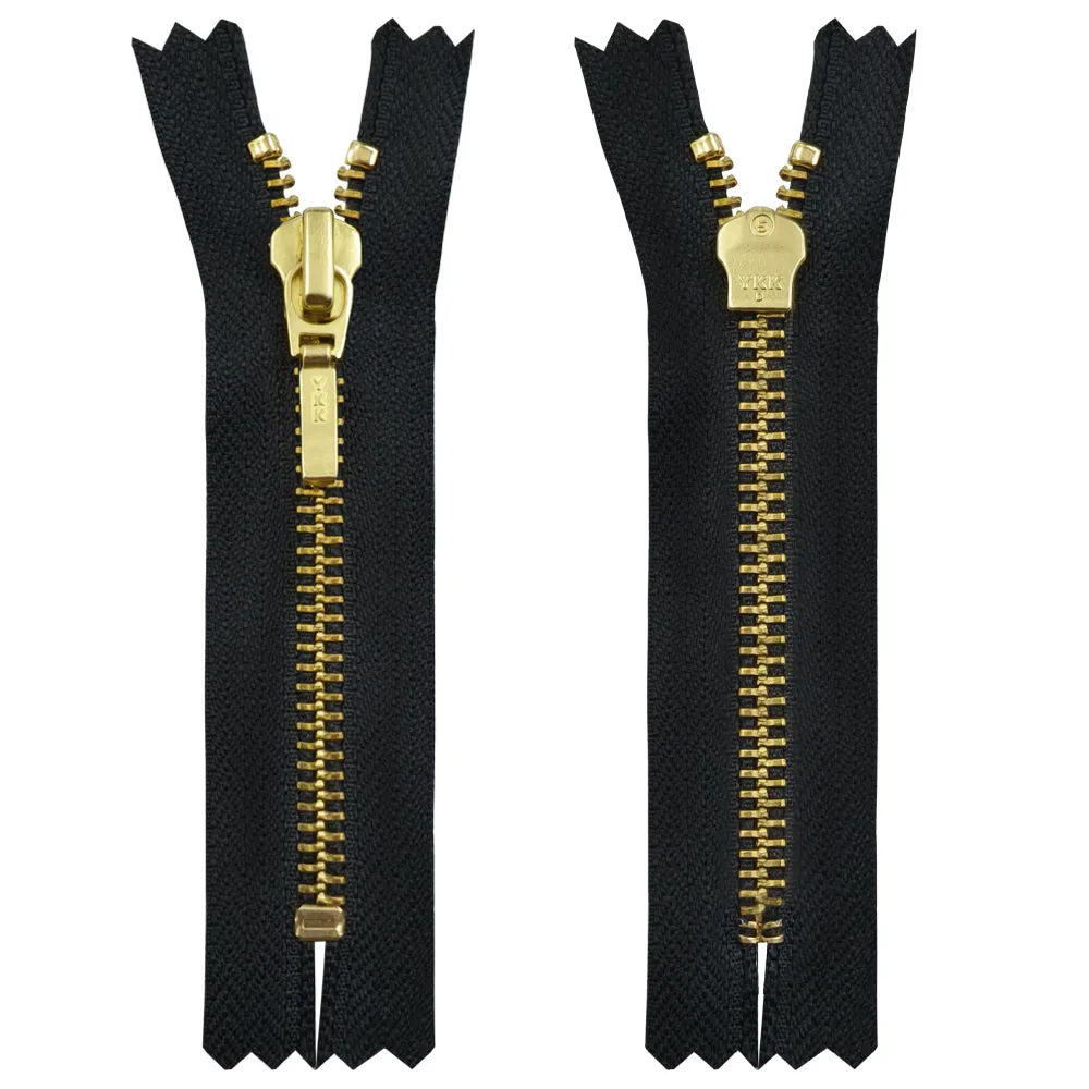 YKK- #5 Quality Designer Gold with Black/White YKK Metal Zipper for Jackets