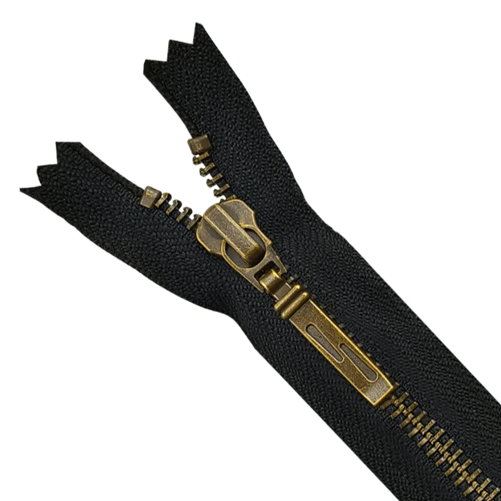 YKK- Exclusive #5 Antique Brass Black/White Designer YKK Metal Zipper