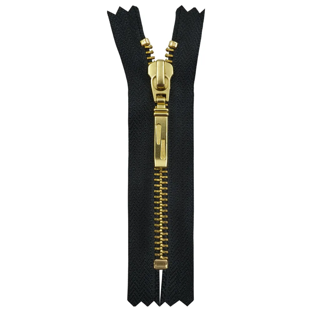 YKK- Exclusive #5 Gold with Black/White Designer YKK Metal Zipper