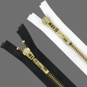 YKK- Exclusive #5 Gold with Black/White Designer YKK Metal Zipper