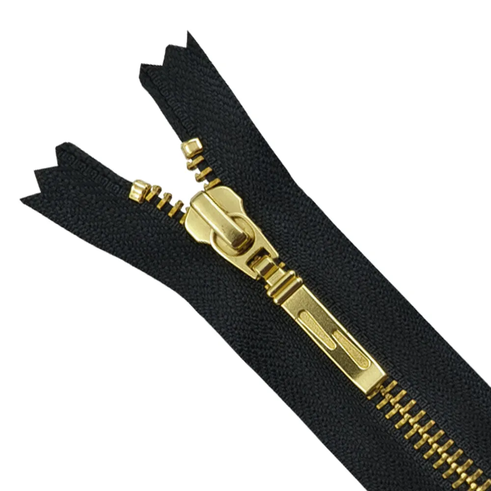 YKK- Exclusive #5 Gold with Black/White Designer YKK Metal Zipper