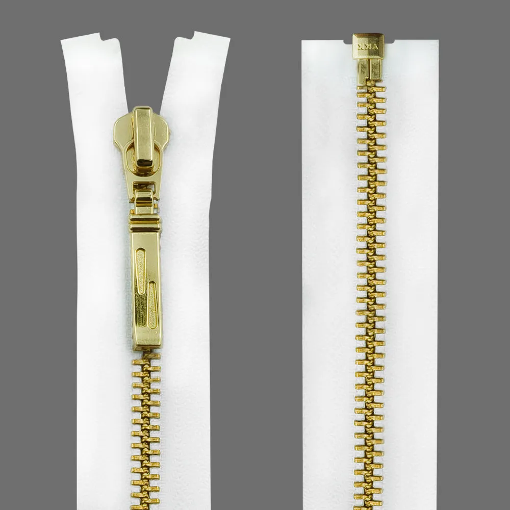 YKK- Exclusive #5 Gold with Black/White Designer YKK Metal Zipper