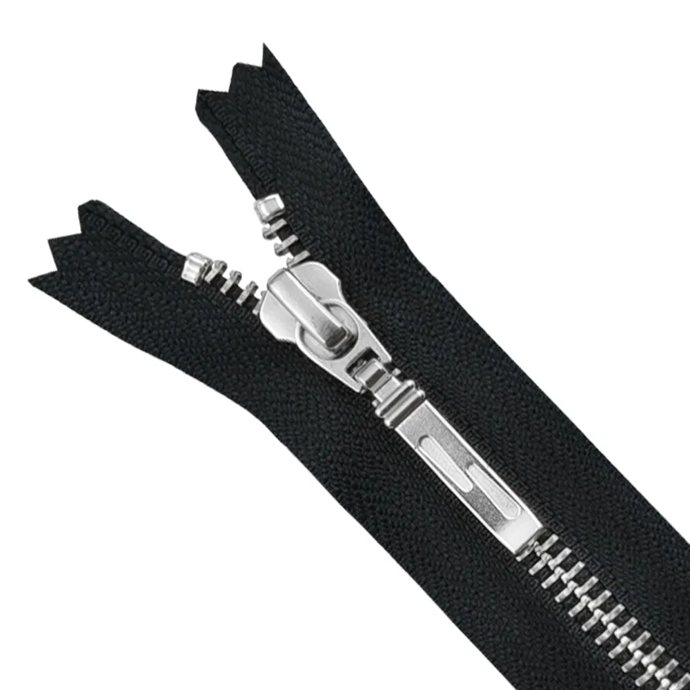 YKK- Exclusive #5 Silver with Black/White Designer YKK Metal Zipper